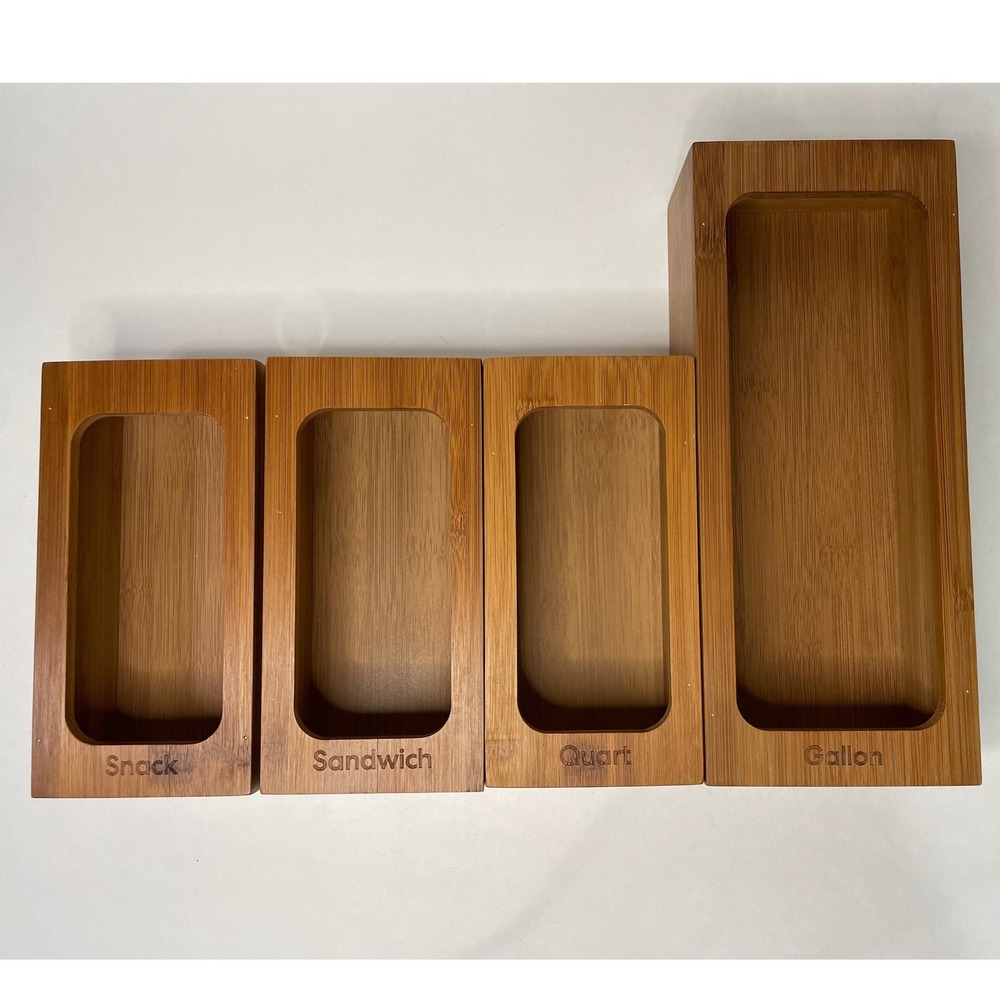 Bamboo Food Storage Bag Organizer Set‎ Snack Sandwich Quart Gallon Drawer